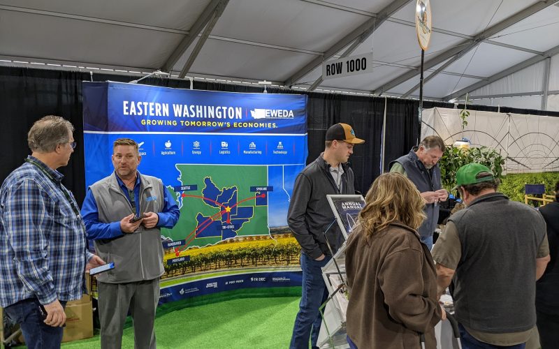 An image of the Eastern Washington Economic Development Alliance tradshow booth at the World Ag Expo
